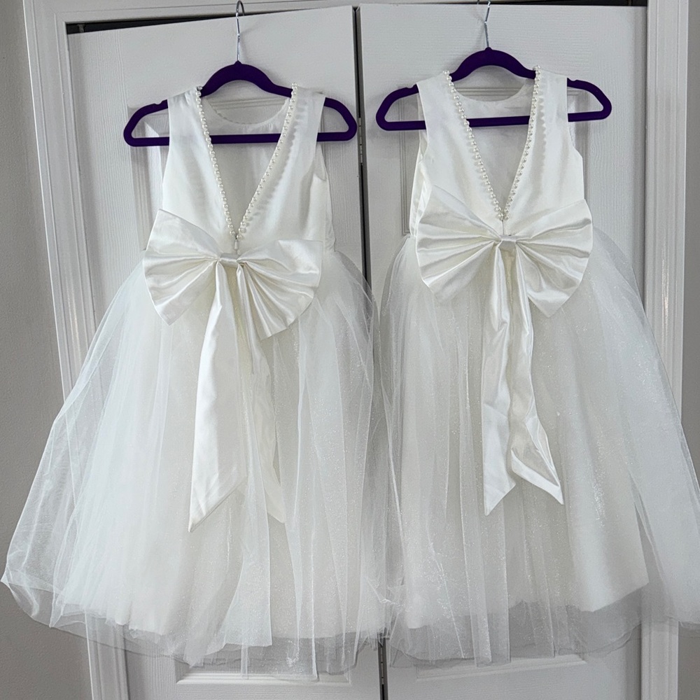 2 Bundle- Pearls- Elegant Off- White Kids Formal Dress